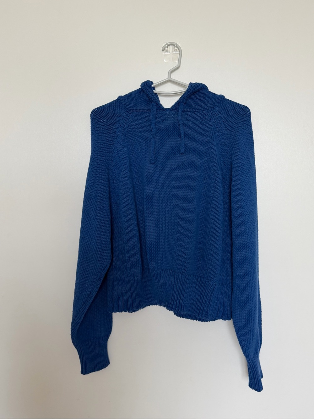 Pull&Bear Royal Blue Hooded Knit Pullover